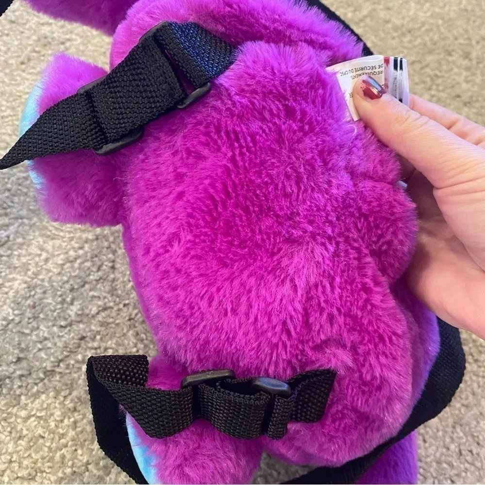 Fiesta Purple Monstered Plush Backpack Book Bag Stuffed Kids
